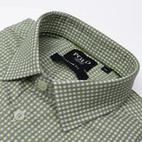 Polo Mens Check Long Sleeves Gingham Shirt In Sage/White