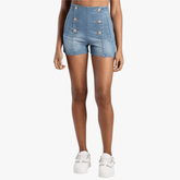 Sissy boy Ladies High Waist Flat Fron Shorts In Light Vintage
