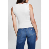 Guess Womens Sl Michela Embell Tank Top In Cream