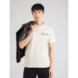 Calvin Klein Mens Eu Jeans Graphic T-Shirt In Beige