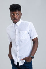 Ben Sherman Mens Short Sleeve White Linen Shirt