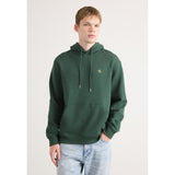 Calvin Klein Mens Terry Monogram Hoodie In Dark Green