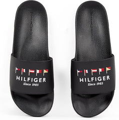 Tommy Hilfiger Mens Flags Pool Slides Black