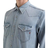Replay Mens Long Sleeves Shirt In Light Blue