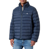 Calvin Klein Mens Nylon Hooded Puffer Jacket In Navy