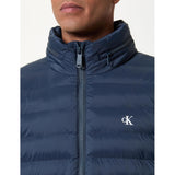 Calvin Klein Mens Nylon Hooded Puffer Jacket In Navy