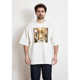 Les Hommes Mens Square Print T-Shirt In White