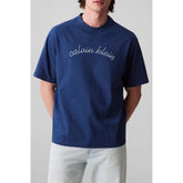 Calvin Klein Mens Center Chain Stitch T-Shirt In Blue