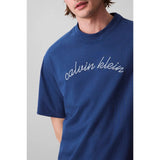 Calvin Klein Mens Center Chain Stitch T-Shirt In Blue