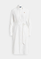 Polo Womens Sarah Belted Shirt Dress In White