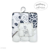 Mother's Choice 3Pc Hooded Towels And 3Pc Facecloths Milk Bottles in White/Black