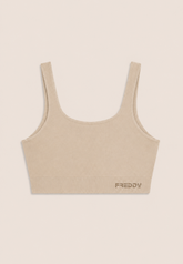 Freddy Womens Knitted Seamless Sports Top In Beige