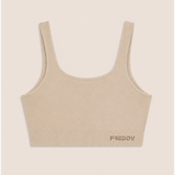 Freddy Womens Knitted Seamless Sports Top In Beige