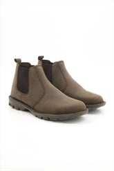 Desert Mens Gusset Boots In Dark Brown