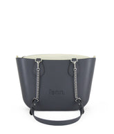 Fenn Silver Chain Zip Tote Bag In Denim Blue