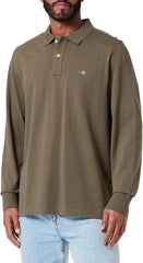 Gant Mens Regular Long Sleeve Shield Golfer In Khaki