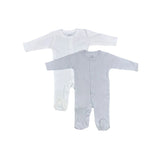 Mothers Choice 2 Piece Baby Grow With Snaps In White And Grey
