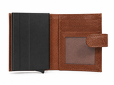 Bossi Mens Mechanism Leather Pop Up Wallet In Brown