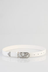 Sissy boy Womens Main Girl Patent Belt In White