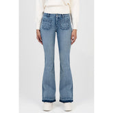 Sissy boy Womens Mid Waist Flare Leg Jeans In Medium Vintage