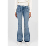Sissy boy Womens Mid Waist Flare Leg Jeans In Medium Vintage