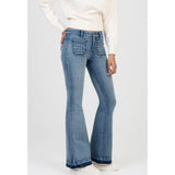 Sissy boy Womens Mid Waist Flare Leg Jeans In Medium Vintage