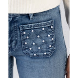 Sissy boy Womens Mid Waist Flare Leg Jeans In Medium Vintage