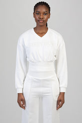 Sissyboy Cross It Sweat Top V-Neck In Off White