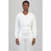 Sissyboy Cross It Sweat Top V-Neck In Off White