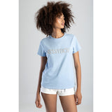 Sissyboy Womens Pearl & Bling Regular Fit T-Shirt In Pale Blue