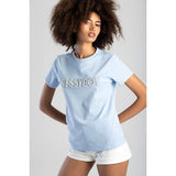 Sissyboy Womens Pearl & Bling Regular Fit T-Shirt In Pale Blue