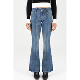 Sissy Boy Womens Mid Waist Skinny Flare Jeans In Light Vintage