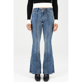 Sissy Boy Womens Mid Waist Skinny Flare Jeans In Light Vintage