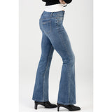 Sissy Boy Womens Mid Waist Skinny Flare Jeans In Light Vintage
