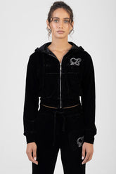 Sissy Boy Womens Velour Athleisure Zip Through Jacket In Black