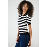 Sissy boy Womens Short Sleeve Striped Knit Polo Top