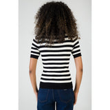 Sissy boy Womens Short Sleeve Striped Knit Polo Top