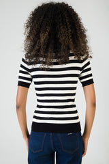 Sissy boy Womens Short Sleeve Striped Knit Polo Top