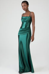 Sissyboy Womens Maxi Dress With Corset Details And Pleats In Bottle Green