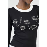 Sissy boy Ladies Long Sleeve Knit Top In Black & White