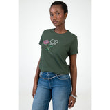 Sissy boy Regular Green T-shirt With Rose Transfer