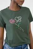 Sissy boy Regular Green T-shirt With Rose Transfer