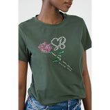 Sissy boy Regular Green T-shirt With Rose Transfer