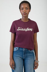 Sissyboy Regular Burgandy T-shirt With Raised Pearls