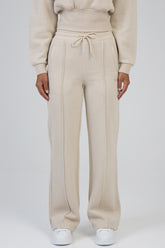 Sissyboy Ladies Glitter Fleece Wide Leg Sweat Pants In Stone