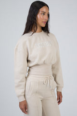 Sissyboy Ladies Glitter Fleece Sweater In Stone