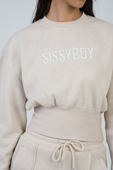 Sissyboy Ladies Glitter Fleece Sweater In Stone