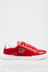 Sissyboy Ladies Patent Sneakers In Red & White