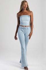 Sissyboy Ladies Low Waist Skinny Flare Jeans In Light Vintage