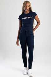 Sissyboy Womens Mid-Waist Basic Skinny Jeans In Blue Black